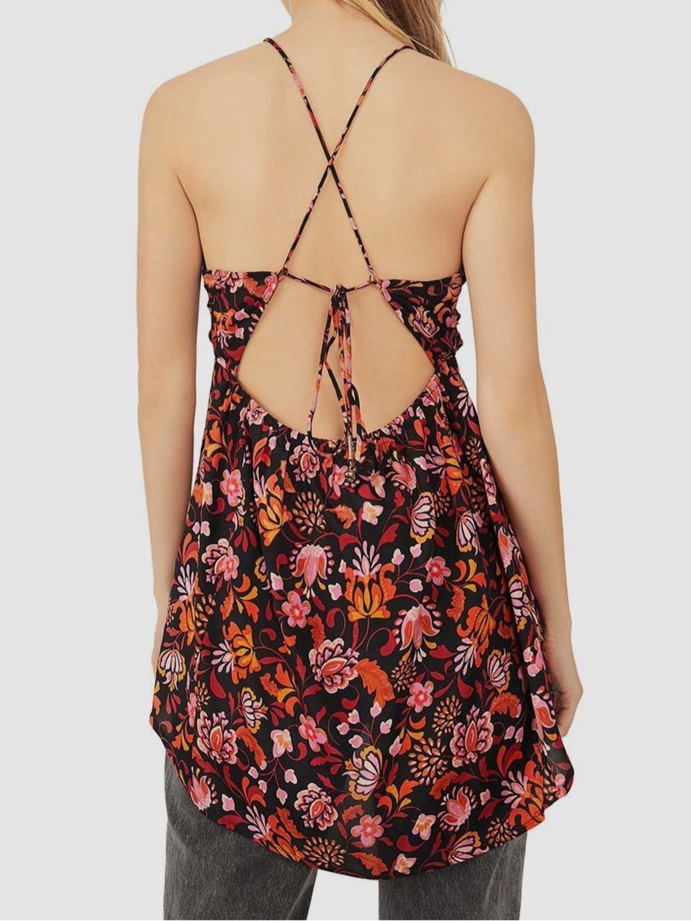 FREE PEOPLE Pixie Printed Tunic Size Small - Black Motif Boho Floral Top - NWT - Picture 8 of 11